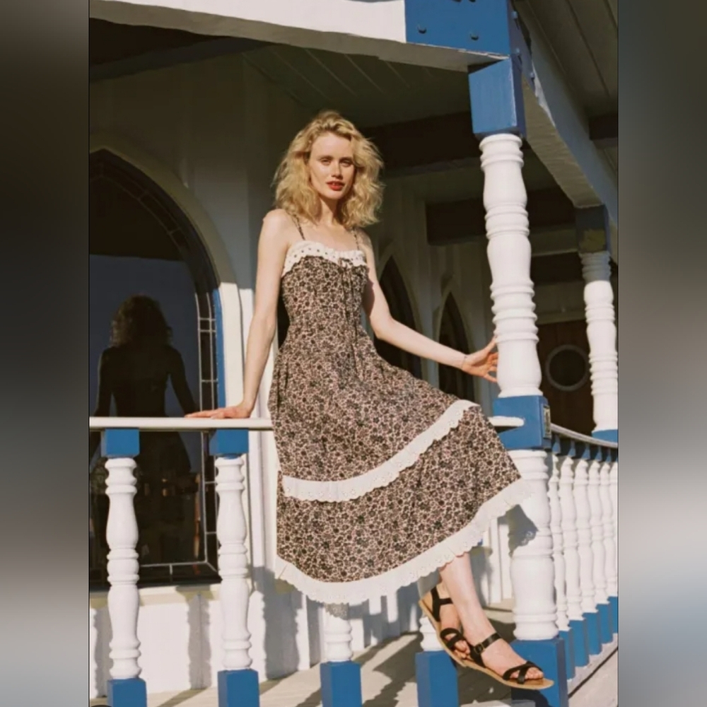 Christy Dawn Emma Dress In Daisy Black xlarge cottagecore feminine midi